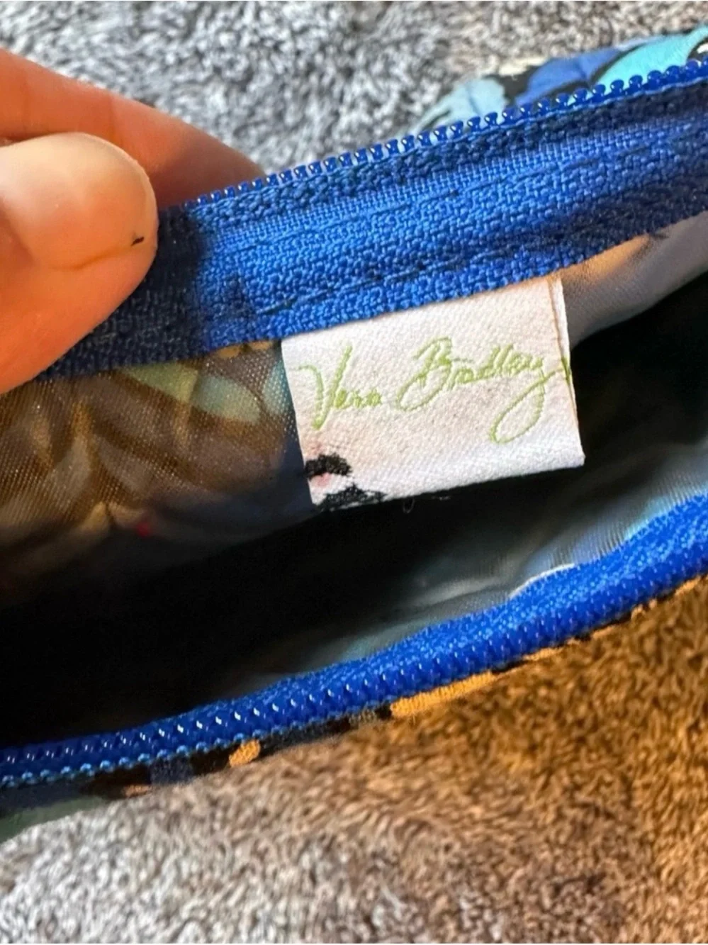 Vera Bradley Signature Print Blue Bayou Makeup Floral Quilted Cosmetic Pouch Bag
